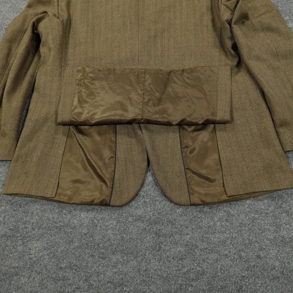 Stafford Sport‎ Coat Mens 50 Regular Brown Merino Wool Classic Fit Herringbone